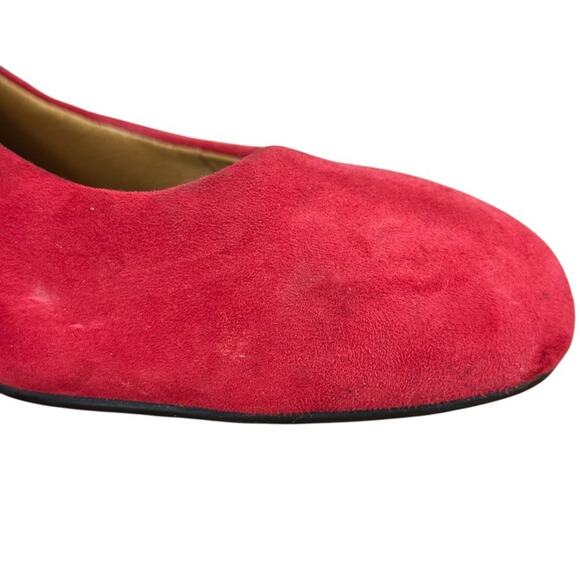 Sofft Red Leather Pumps Chunky High Heels Round Toe Suede Shoes Slip On sz 9.5 - Picture 2 of 16